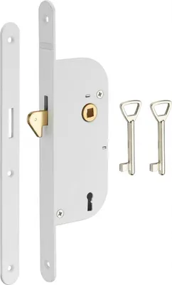 Image de Serrure encastrable à clé pour porte de chambre, bouts ronds, blanc, 2 clés - THIRARD