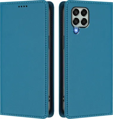 Produktbild von Handyhülle für Samsung Galaxy M33 5G, Kunstleder Klapphülle Stoßfeste Magnetische Hülle mit Ständer Blau