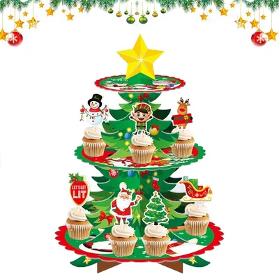 Immagine prodotto di Alzata natalizia per cupcake in cartone a 3 livelli