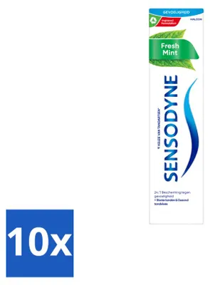 Image de 10 tubes de dentifrice Sensodyne Fresh Mint - 75 ml - Pack économique - 10 pièces
