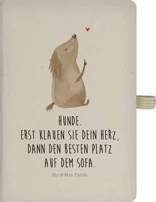 Produktbild von Mr. & Mrs. Panda Tagebuch Hund Liebe - Transparent - Geschenk, Kladde, Skizzenbuch, Sprüche, Reisetagebuch, Hunde, notizbuch, Journal, Herz