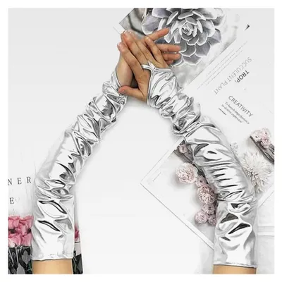 Produktbild von 2 Paar Lange Lackhandschuhe für Damen, Hakenfingerhandschuhe, Elegante Ärmel, Dekorative Handschuhe für Hochzeitsfeiern