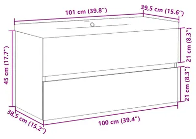 Produktbild von vidaXL Waschbeckenunterschrank mit Einbaubecken Artisan-Eiche