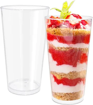 Produktbild von 50 Stück 3 Unzen Quadratische Dessertbecher Würfel Kunststoff Klar Mousse Becher Geburtstagsfeier Dekor