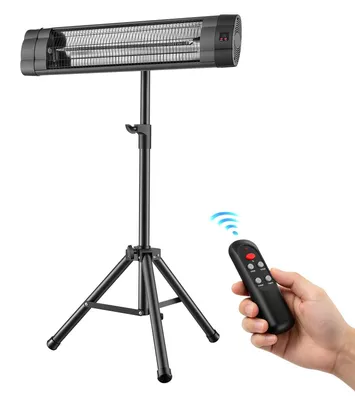 Produktbild von Infrarot-Heizstrahler - Elektrischer Infrarotstrahler - 2500 W - Mit Stativ - Bedienfeld und Fernbedienung - 3 Heizstufen - 24-Stunden-Timer - Wand- und Standgerät