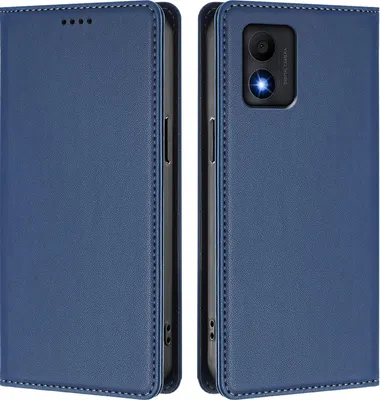 Image de Etui en cuir pour TCL 303, étui magnétique en cuirPolyuréthaneavec support Bleu foncé