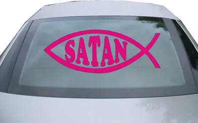 Produktbild von Indigos UG - Aufkleber Heckscheibe & Motorklappe DE2204 - pink - 600x225 mm - Satan Fisch - Auto Scheiben Fenster Heckklappe Tuning Racing JDM - Die cut
