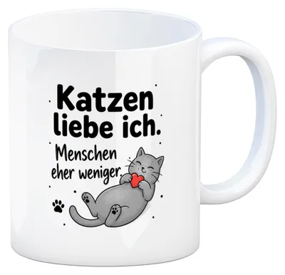 Produktbild von Kaffeebecher Katzenliebe - Kaffeetasse mit Herzmotiv Tasse Mit Spruch: Katzen