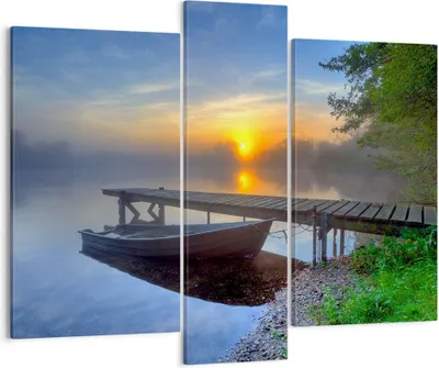 Produktbild von Bild auf Leinwand - Leinwandbild - Landschaft Meer Sommer Sonne - 95x80cm - Wand Bild - Wanddeko - Leinwanddruck - Bilder - Kunstdruck - Wanddekoration - Leinwand bilder - Wandkunst - CB95x80-2226
