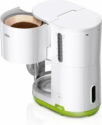 Produktbild von Braun KF1100, Filterkaffeemaschine, Gemahlener Kaffee, 1000 W, Weiß, Grün