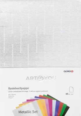 Produktbild von GLOREX Metallic Bastelwellpappe 10 Blatt 25 x 35 cm