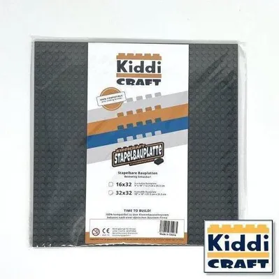 Produktbild von KiddiCraft KC32DGSA Stapelbauplatte Dunkelgrau 32 x 32 Noppen (25,5 x 25,5 cm)