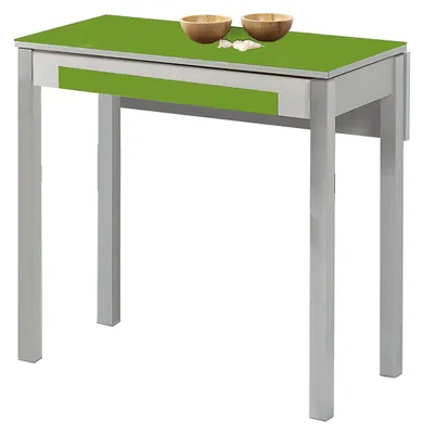 Keukentafel, ausziehbar, Metall, Grün, 80x40 cm, ausziehbar auf 80x60 cm