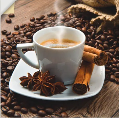 Produktbild von ARTland Wandbild, selbstklebend Kaffeetasse Leinensack mit Kaffeebohnen Größe: 30x30 cm