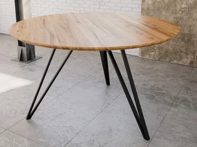 Produktbild von Esstisch rund mit Schweizer Kante natur massiv Akazie 110 cm schwarz INSA