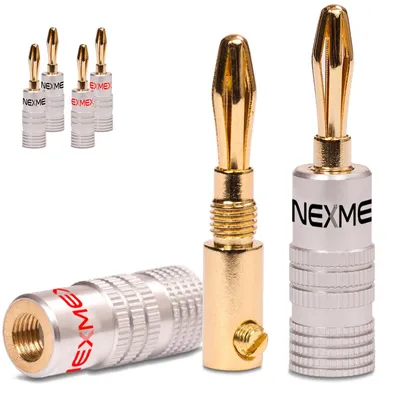 Produktbild von Bananenstecker 4mm vergoldet 6x Stecker NEXMEX Steckverbinder Lautsprecherkabel