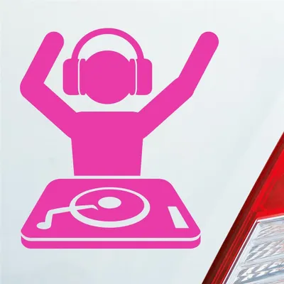 Produktbild von Auto Aufkleber DJ MUSIKER DISCO Motorrad Roller LKW 10x11 cm Pink Sticker Heckscheibenaufkleber