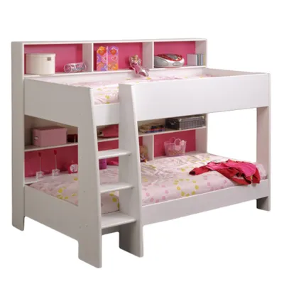 Produktbild von Etagenbett Tam Tam 1 Parisot inklusive Regalwand + 2 Lattenrostplatten weiß pink