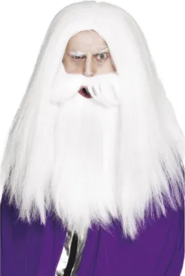 Immagine prodotto di Smiffys - Set barba e parrucca "Mago" SM930 (taglia unica) (bianco)