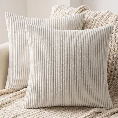 Produktbild von 2er Set Weihnachten Kissenbezš¹ge Kord Kissenhš¹lle Dekorative Kissenbezug Sofakissen Couchkissen Dekokissen Zierkissenbezug Deko Kissenhš¹lle mit Verstecktem Rei?verschluss 40x40 cm Beige