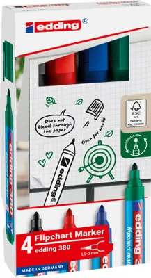 Produktbild von Flipchartmarker 380 4-380-4-2 1,5-3mm sortiert 4 Stück Packung mit 8 Stück