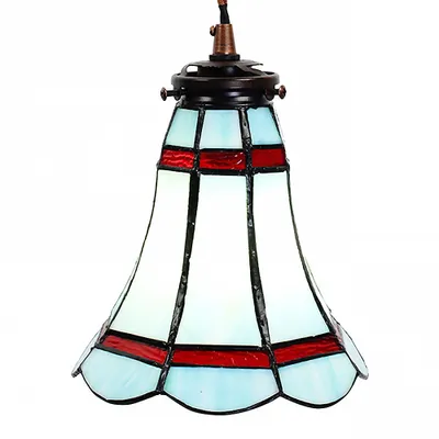 Produktbild von Clayre & Eef Hängeleuchte Tiffany Ø 15x115 cm Blau Rot Glas