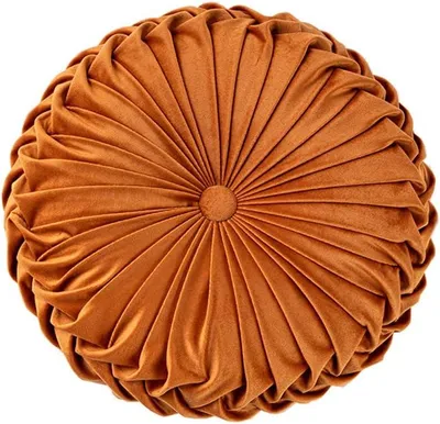 Imagen del producto de Cojín redondo de 35 cm - Cojín de terciopelo - Cojín para sofá con textura arrugada - Color liso - Suave