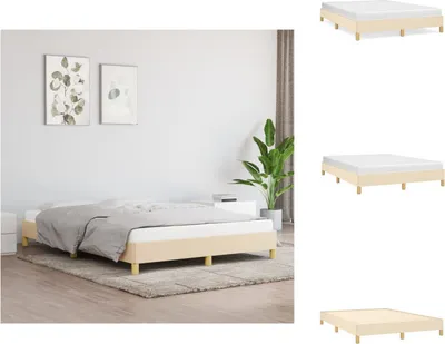 Image de vidaXL Cadre de lit Crème 140x200 cm Tissu - Lits et sommiers