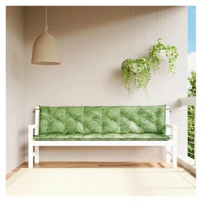 Produktbild von Gartenbankauflagen 2-tlg. mit Blattmuster 200x50x7 cm