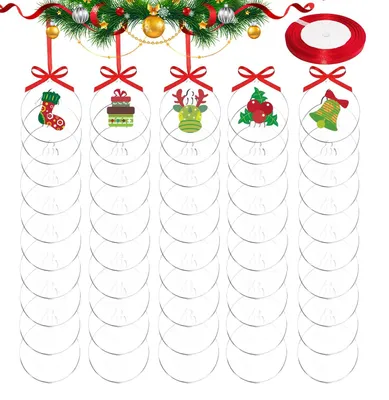 Productafbeelding van Pack van 50 Transparante Acryl Kerstballen - 7,5 cm voor Decoratie en Schilderen