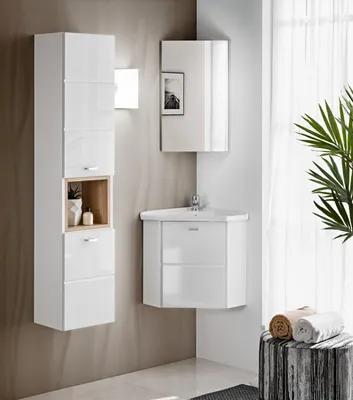 Produktbild von 3-tlg. Waschplatz Badmöbel Badezimmer Set Waschtisch Waschbecken Schubladen