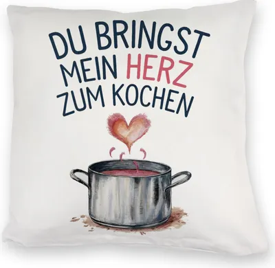 Produktbild von Du bringst mein Herz zum Kochen Kuschelkissen