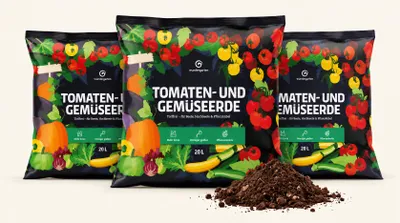 Produktbild von 3x Tomatenerde & Gemüseerde 20 L, torffreie Pflanzerde mit Pflanzenkohle, organisch vorgedüngt für Tomaten, Paprika, Gemüse & Hochbeet – Wundergarten