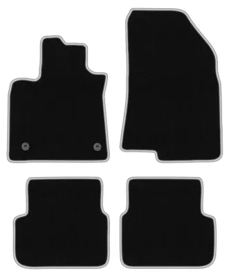 Productafbeelding van Velours automatten voor Dacia Logan III vanaf 2021 (sedan/stationwagen) – 4-delig, zwart/zilver, op maat – Wielganizator CARLUX