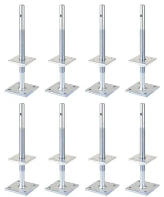 Zdjęcie produktu dla Alberts 8 x wsporniki słupków dwuteowych, z regulacją wysokości 100 - 230 mm, wysokość 340 mm, ocynkowane, pasywowane grubowarstwowo, do przykręcenia