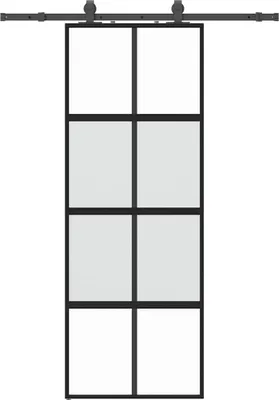 Obrázok produktu pre Posuvné dvere s kovaním čierne 76x205 cm tvrdené sklo