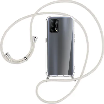 Produktbild von Handykette Backcover-Schutzhülle mit Band (Metall silberfarben) für Oppo A74 4G, Oppo F19 4G - broken white
