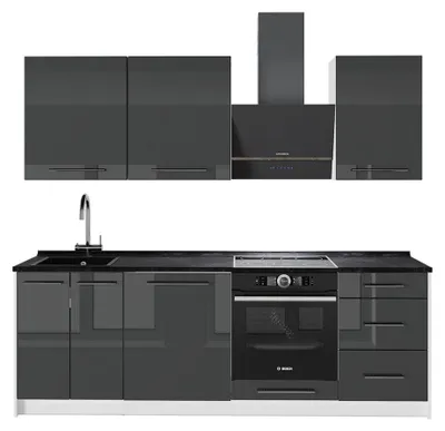 Immagine prodotto di Cucina componibile Vicco Fame-Line Antracite lucido/Bianco 230 cm senza piano di lavoro, Model 64012