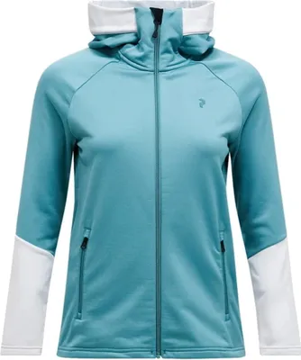 Obrázok produktu pre Peak Performance Dámska základná vrstva Essential Midlayer s kapucňou a zipsom, farba: Deluded Vision / Antarctica, veľkosť: S