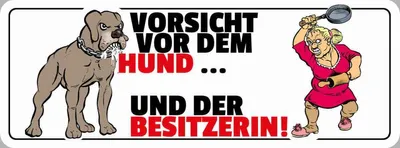 Produktbild von vianmo Holzschild 10x27 cm Vorsicht vor Hund & der Besitzerin Warnschild Hinweisschild