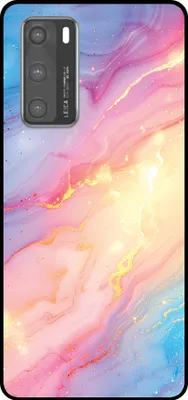 Produktbild von Smartphonica Telefon Fall geeignet für Huawei P40 mit Regenbogen Glitter Marmor Print - TPU Backcover Fall Regenbogen Glitter Marmor Design