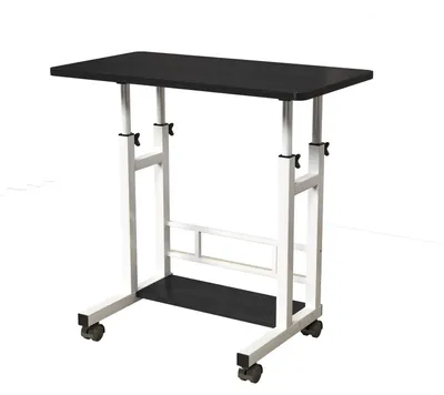 Produktbild von Mobiler Stehschreibtisch - Höhenverstellbarer Laptop Rolltisch - 80 x 40 cm - Mit Ablagekorb - Kleiner Computertisch - Schwarz