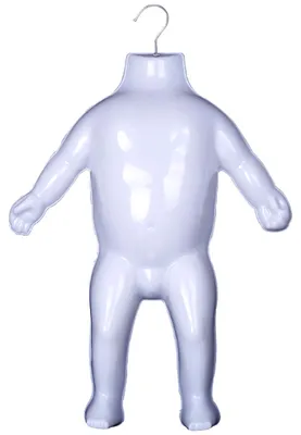 Produktbild von 1 x Kindertorso Weiß – Halbschale Kinder Kunststoff – Oberkörper Jugendlicher Halbplastik Kind – Kids Mannequin Schaufensterpuppe mit Haken Dekotorso