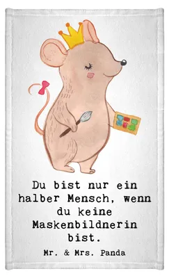 Produktbild von Mr. & Mrs. Panda Gästetuch Maskenbildnerin Herz - Weiß - Geschenk, Baumwollhandtuch, Handtuch Klein, Kosmetikstudio, Gästehandtuch Bunt, Spruch, badezimmer, gäste wc