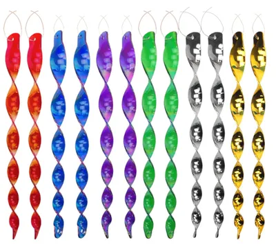 Vogelabwehr-Set, 12-teilig, spiralförmig, 30 cm, reflektierend, bunt