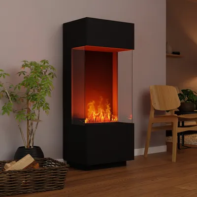 Produktbild von GLOW FIRE Elektrokamin 'OGF 1'| Wasserdampf Kamin mit OMC 400 ohne Holz in Schwarz als Raumteiler | HxBxT: 55x136x40 cm