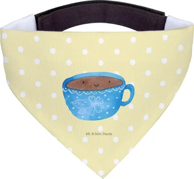 Produktbild von Mr. & Mrs. Panda Halstuch Hund Kaffee Tasse - Gelb Pastell - Geschenk, Liebe, Bandana, Hunde, Lustige Sprüche, Dreieckstuch, Glücklich, Geschmack, Genuss, Für