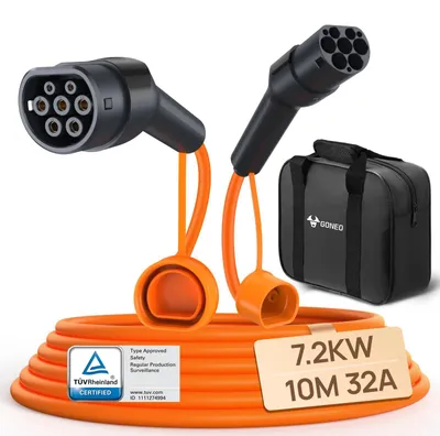 Zdjęcie produktu dla Kabel do ładowania pojazdów elektrycznych, typ 2, kompatybilność, szybkie ładowanie 22 kW, 7 kW -- 10 metrów -- 32A