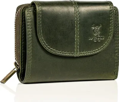 Produktbild von Geldbörse Damen | Echtleder Portemonnaie Frauen mit 14 Kartenfächern | RFID/NFC Schutzfunktion | Portemonnaie Damen | Brieftasche Frauen | GREEN/GRÜN
