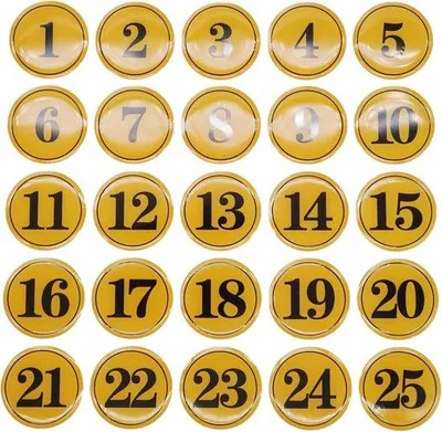 Produktbild von Famanu Tafelnummern - Genummerte Labels - Set von 25 - Gelb